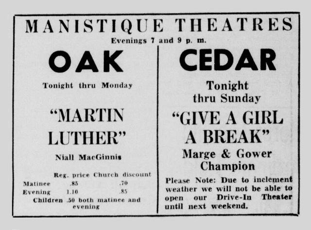 Oak Theater - May 8 1958 Ad
